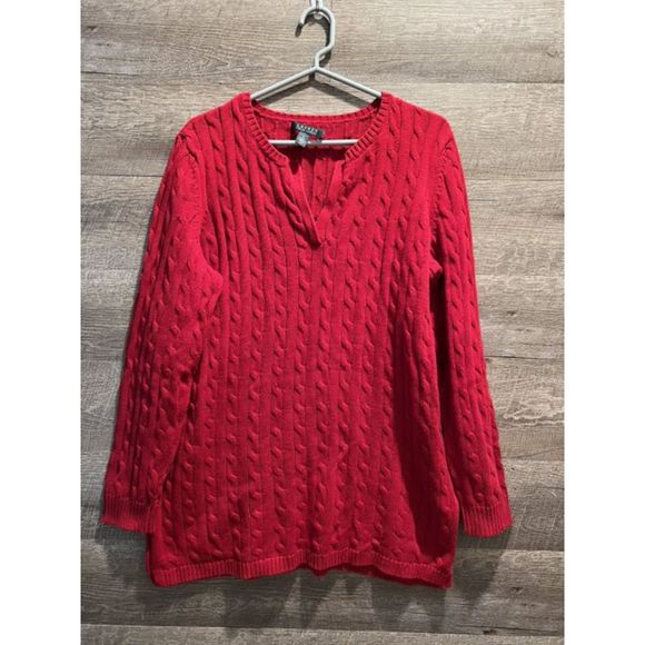 Lauren Ralph Lauren Red Cotton Pullover Sweater Size 1X - Picture 1 of 4